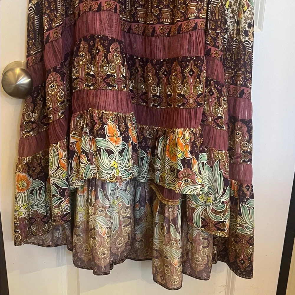 Anthropologie Bohemian Maxi Dress with Floral Patterns - Picture 3 of 4